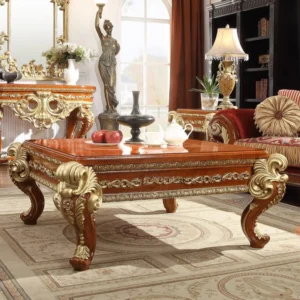 Cherry and Metallic Gold Curved Leg Coffee Table